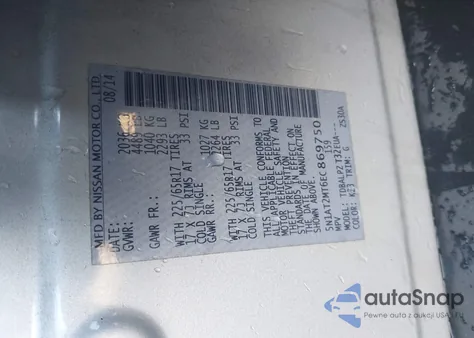 2014 Nissan Rogue S из США, поврежденный, VIN 5N1AT2MT6EC869750